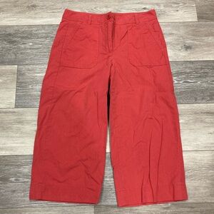 Talbots Red Capris Pants Casual Style Wide Leg Size 6
